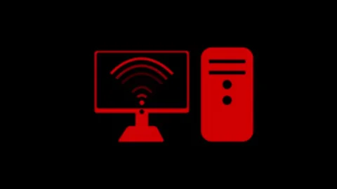 Computer Icon with Wi-Fi Signal Animation, Radiating WiFi Network Signal An.. Stock Footage 311717484