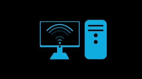 Computer Icon with Wi-Fi Signal Animation, Radiating WiFi Network Signal An.. Stock Footage 311717505
