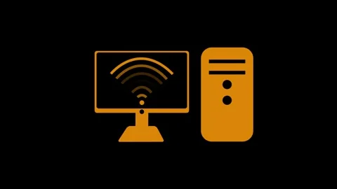 Computer Icon with Wi-Fi Signal Animation, Radiating WiFi Network Signal An.. Stock Footage 311717531