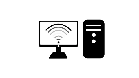 Computer Icon with Wi-Fi Signal Animation, Radiating WiFi Network Signal An.. Stock Footage 311717537