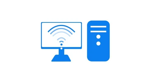 Computer Icon with Wi-Fi Signal Animation, Radiating WiFi Network Signal An.. Stock Footage 311717565