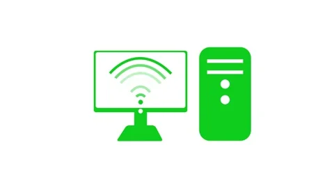 Computer Icon with Wi-Fi Signal Animation, Radiating WiFi Network Signal An.. Stock Footage 311717597