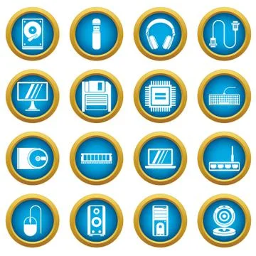 Computer icons blue circle set Stock Illustration