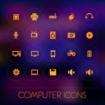 Computer icons on gradient background Stock Illustration