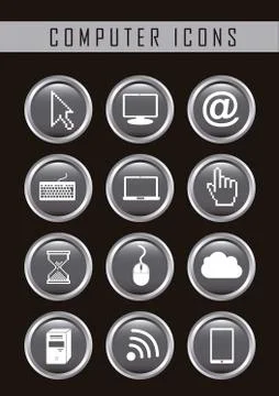 Computer icons over black background. vector illustration Stock Illustration