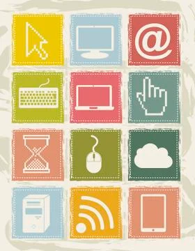 Computer icons over white background. vector illustration Stock Illustration