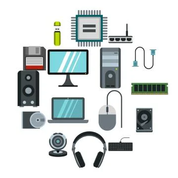 Computer icons set, flat style イラスト素材