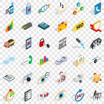 Computer icons set, isometric style Stock-Illustration