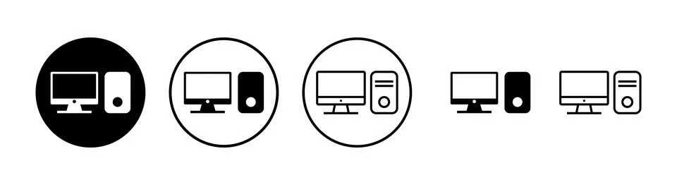 Computer icons set. PC Icon vector. Computer monitor icon. Flat PC symbol Illustrazione stock