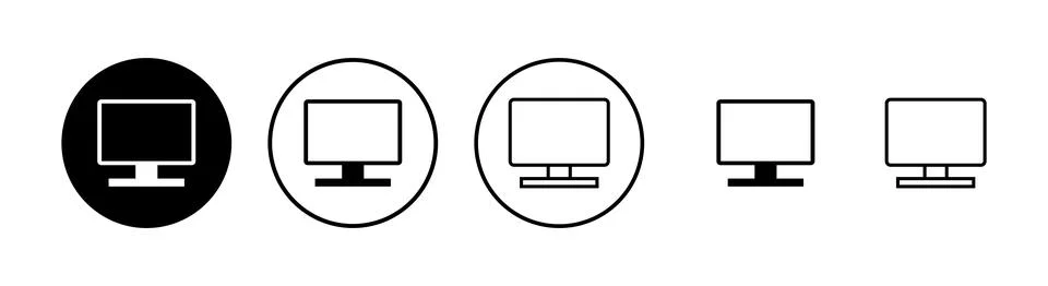 Computer icons set. PC Icon vector. Computer monitor icon. Flat PC symbol Illustrazione stock