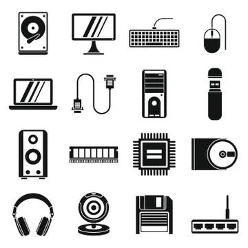 Computer icons set, simple style Stock-Illustration