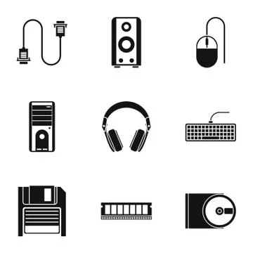 Computer icons set, simple style Stock-Illustration