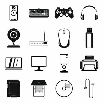 Computer icons set, simple style Stock Illustration