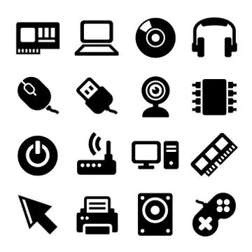 Computer Icons Set on White Background. Vector Stock Illustration