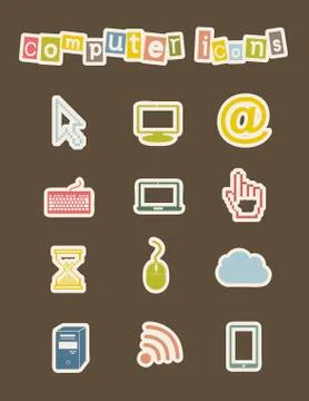 Computer icons with vintage style. vector illustration Illustrazione stock