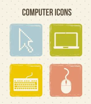 Computer icons with vintage style. vector illustration Stock Illustration