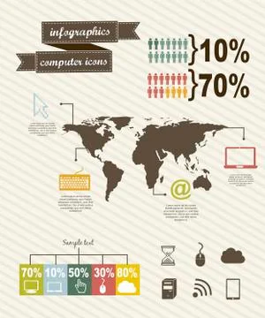Computer icons with vintage style. vector illustration Stock Illustration