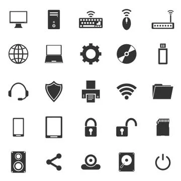 Computer icons on white background Stock Illustration