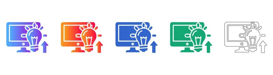 Computer Idea Generation and Growth Icons Stock Illustration