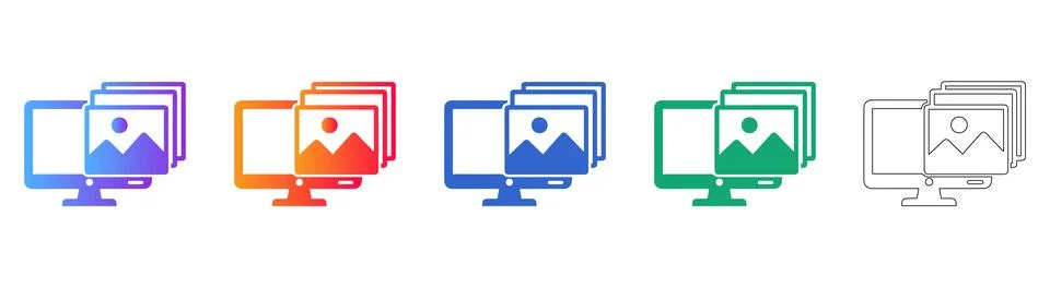 Computer Image Gallery Display Icons Stock Illustration