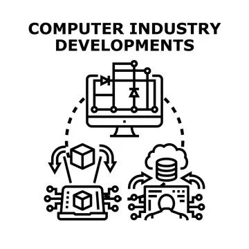 Computer industry developments creating technology solutions Stock-Illustration