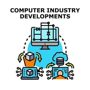 Computer industry developments creating technology solutions Stockillustratie