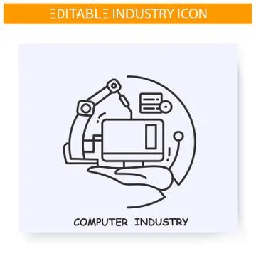 Computer industry line icon. Editable illustration Stock Illustration