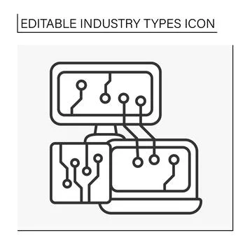 Computer industry line icon Stock Illustration