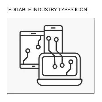 Computer industry line icon Illustrazione stock