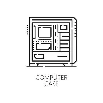 Computer industry software and hardware line icon Illustrazione stock