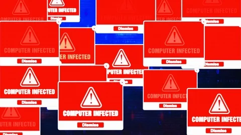 Computer Infected Alert Warning Error Pop-up Notification Box On Screen. Stock Footage 98545367