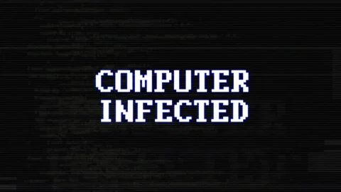 COMPUTER INFECTED Glitch Text Animation, with Alpha Matte, Loop Stock-Footage 171160979