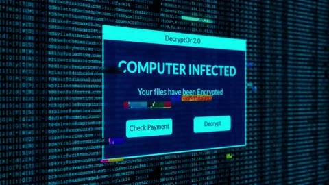 Computer Infected notification and check payment for decrypt system files Stock Footage 200930291