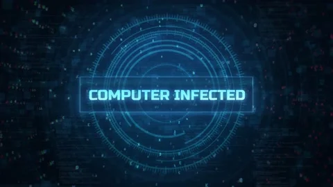 Computer Infected notification error message over technology hud background Stock Footage 197016187