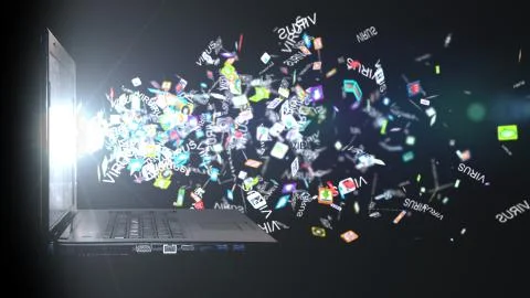 Computer infected with a virus. safety concept Stock Illustration
