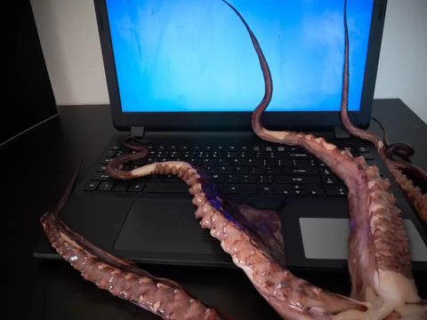Computer infected by virus software. Cyber security concept. 库存照片