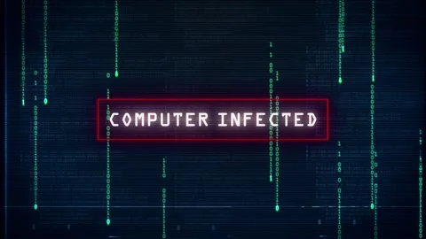 Computer Infected warning text message with glitch text and noise background Stock Footage 196151443