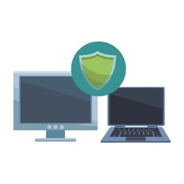 Computer with informatic security symbol Stock Illustration