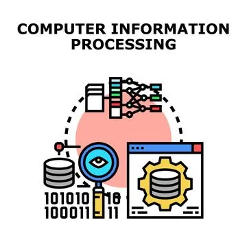 Computer information processing and data analytics concept Illustrazione stock