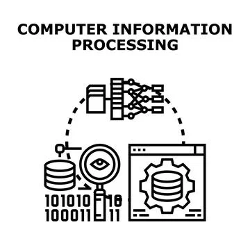 Computer information processing and data analytics concept Stock Illustration
