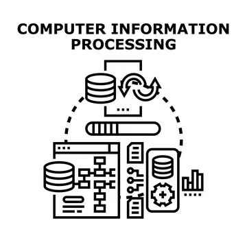 Computer information processing data analysis technology Stockillustratie