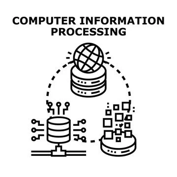 Computer information processing network data computing concept Illustrazione stock