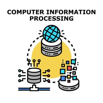 Computer information processing network data computing concept 库存插图