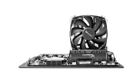 Computer installation. New processor Ryzen 7 and computer motherboard Asus rog Foto stock