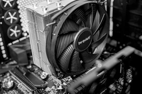 Computer installation. New processor Ryzen 7 and computer motherboard Asus rog 스톡 사진