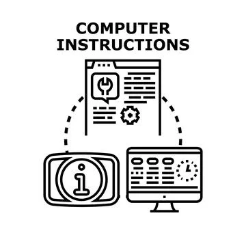 Computer instructions concept for digital process guidance Stock Illustration