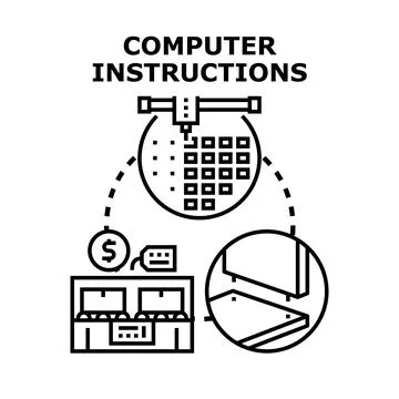 Computer instructions driving electronics manufacturing and assembly process Stock Illustration