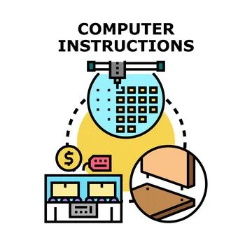 Computer instructions driving electronics manufacturing and assembly process Stock Illustration