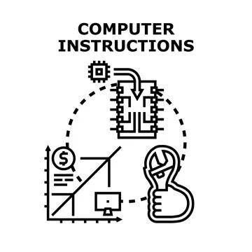 Computer instructions processing digital data for software development Stock Illustration