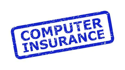 COMPUTER INSURANCE Stamp with Corroded Surface and Rounded Rect Frame Stock Illustration